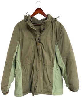 Women's Two-Tone Olive Ski Jacket with Hood